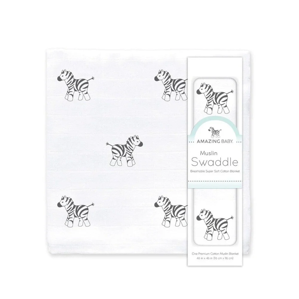 Amazing Baby Zebra Swaddle 100% Cotton Muslin NEW